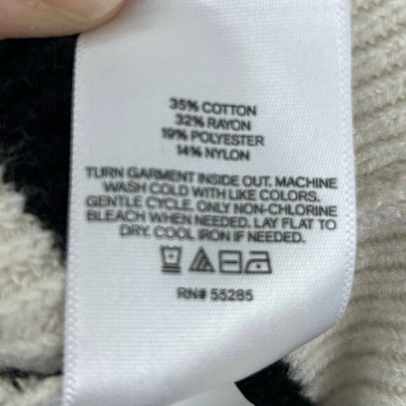 Express Women Cable Knit Striped Long Sleeve Sweater Cream Preppy Size Small - Picture 5 of 5